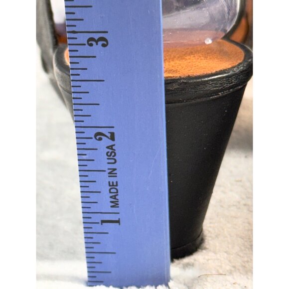 Lucky Brand womens 6.5 black straps wedge heel 2.5" minor scuff look at pictures - Picture 7 of 16